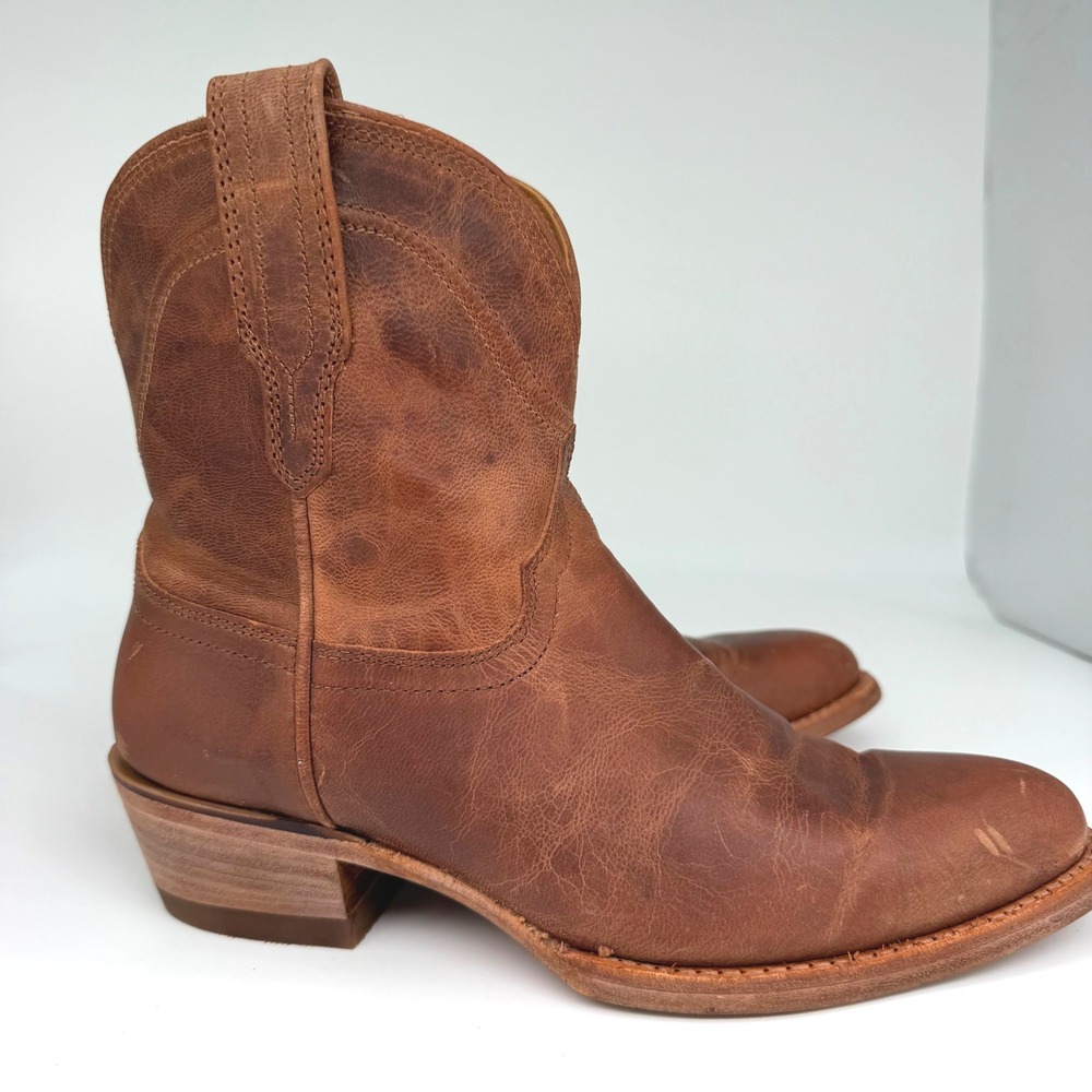 Tecovas Womens The Penny Scotch Goat Leather Ankle Cowboy Boot Size 6B Brown